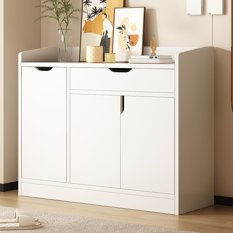 Warm White Simple Style Solid Wood Multi-layer Drawer Shoe Cabinet