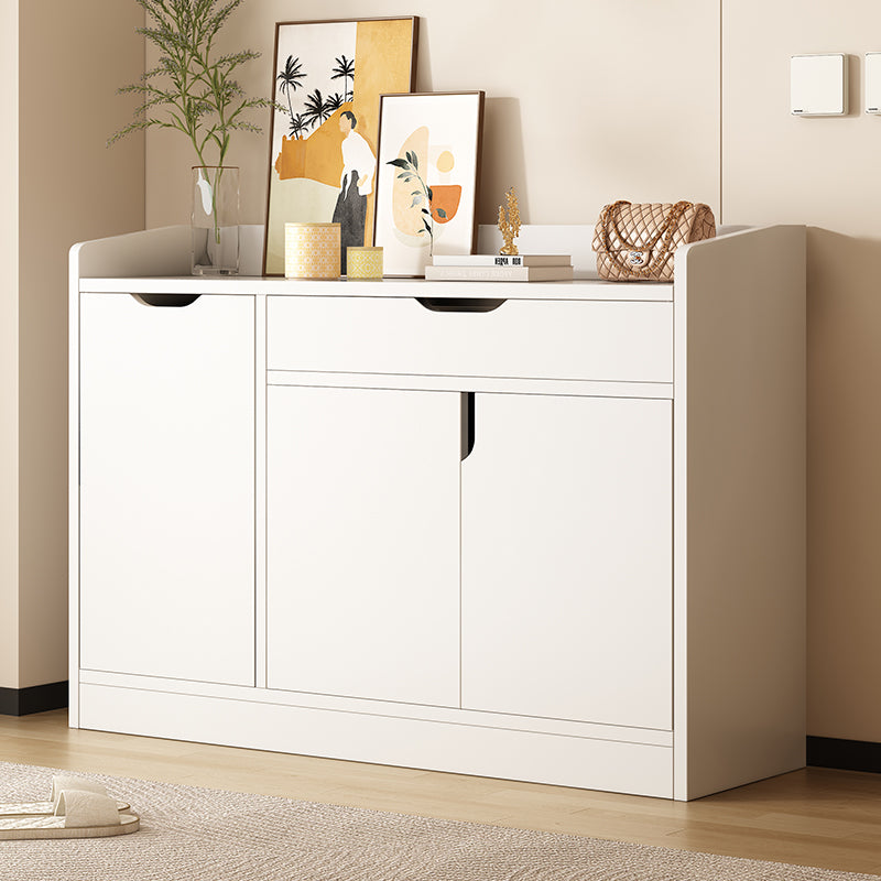 Warm White Simple Style Solid Wood Multi-layer Drawer Shoe Cabinet