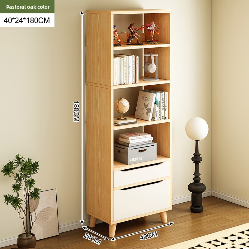 Modern Luxury Solid Wood Bookcase with Large Capacity and Multi-layer Storage