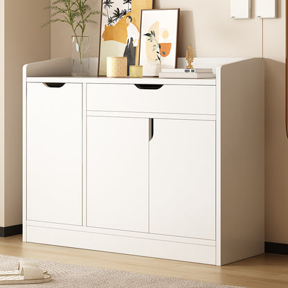 Warm White Simple Style Solid Wood Multi-layer Drawer Shoe Cabinet